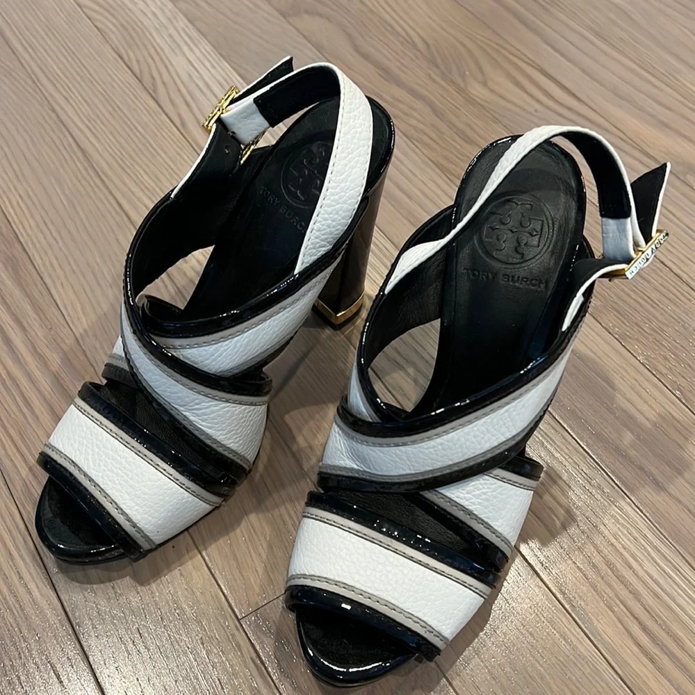 Tory Burch Black/White Heels - Picture 1 of 4